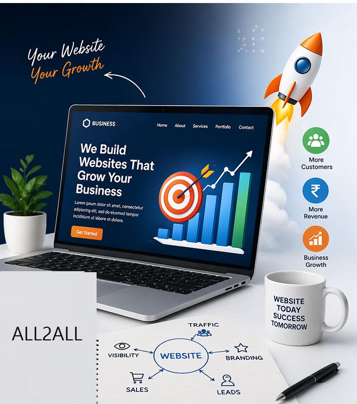 ALL2ALL integrated website SEO and digital marketing illustration